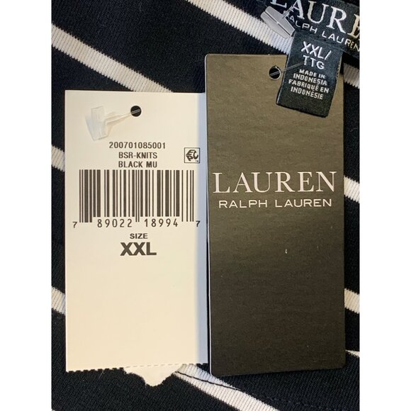 Ralph Lauren Women XXL Extra Large Black White Stripe Short Sleeve Boat NWT New - Picture 7 of 9